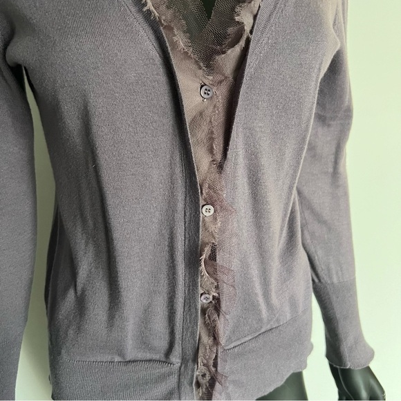 ⚪️🪽VTG JCREW/ SILK COTTON WOOL PURPLE SOFT KNIT CARDIGAN - Picture 5 of 9